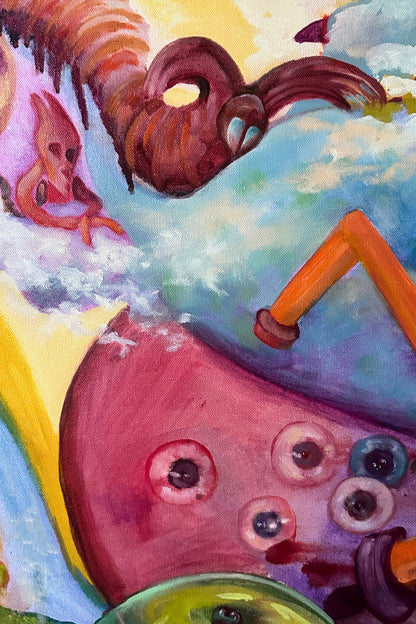 Glitch in Matrix – Abstract Surreal Oil Painting on Canvas
