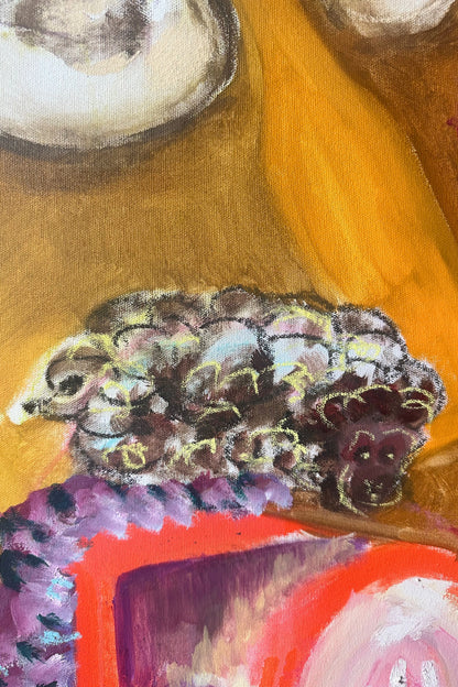 Close-up of a textured object on a colorful background