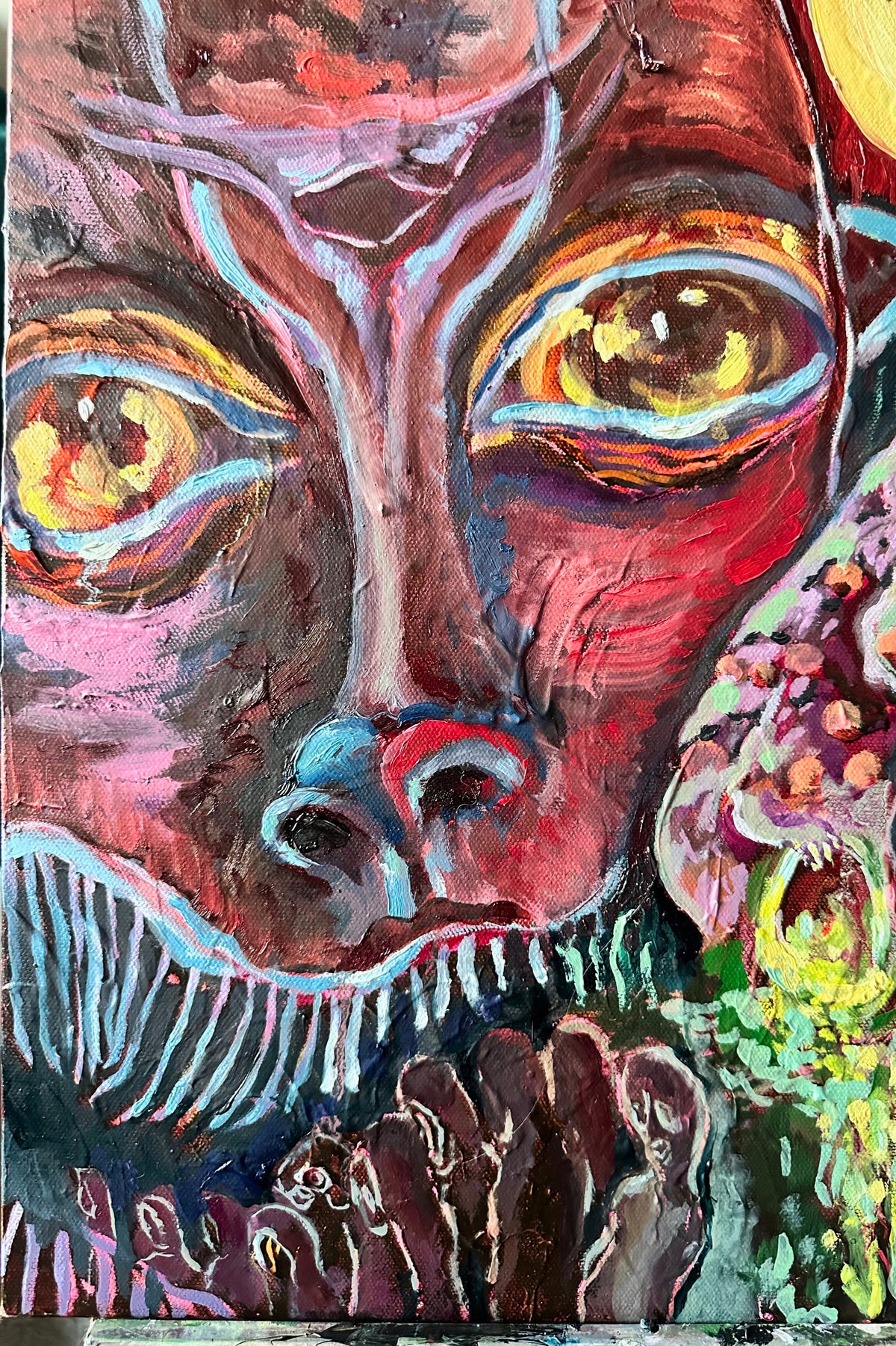 Sacred Ceremony – Colorful Spiritual Abstract Portrait Oil Painting on Canvas