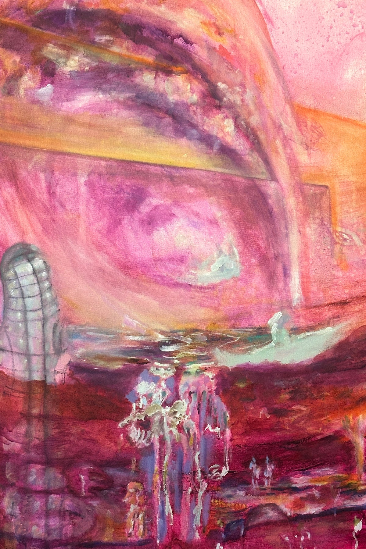 Abstract artwork with pink and purple hues