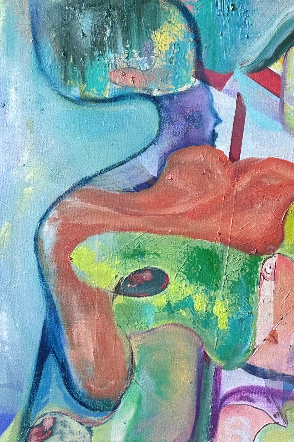 Abstract painting with colorful shapes and forms