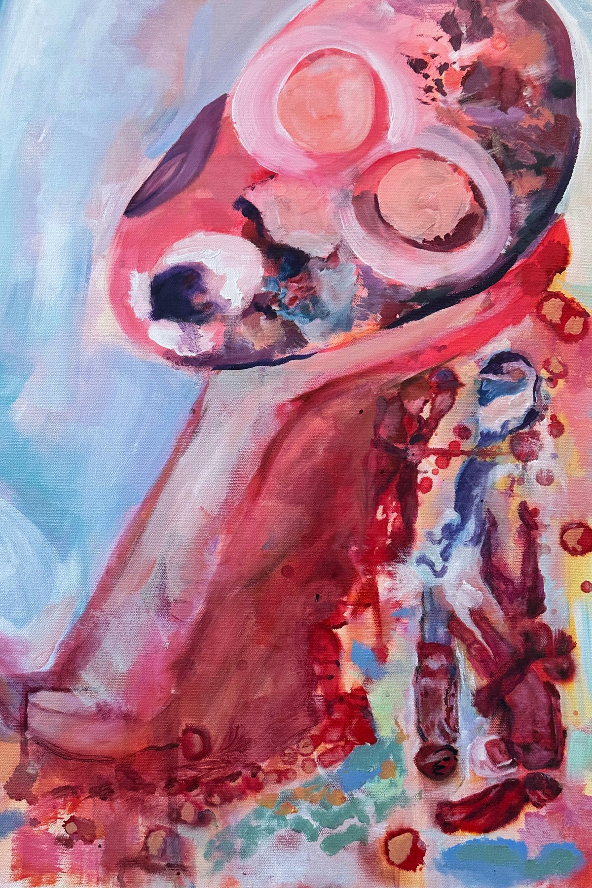 Abstract painting with vibrant colors and shapes