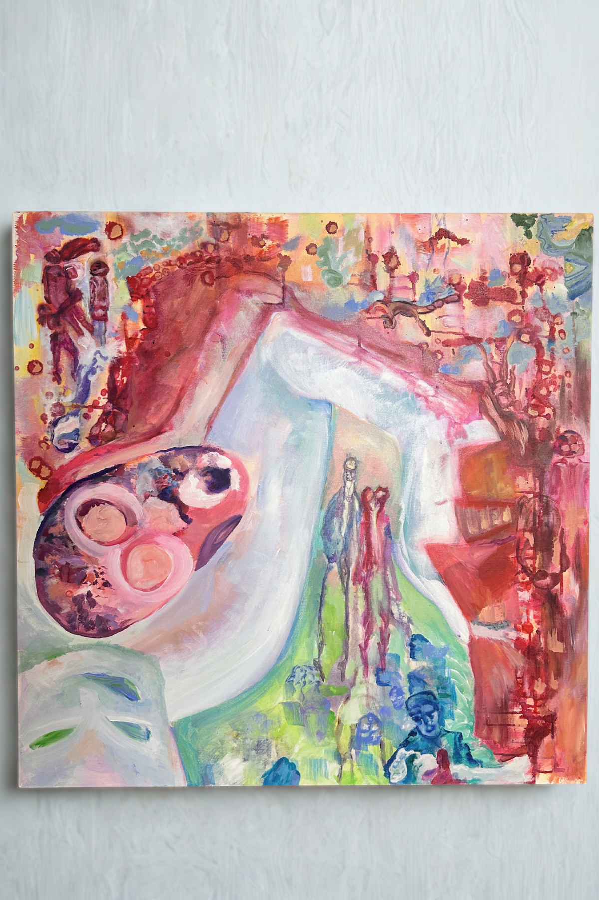 Colorful abstract painting on a white wall