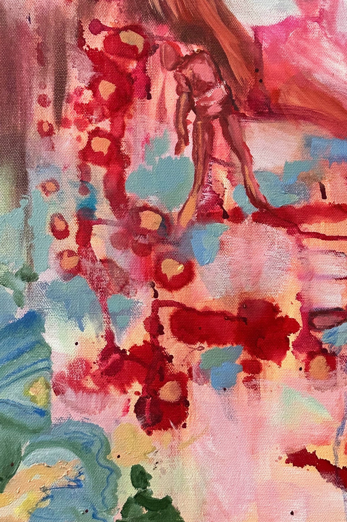 Abstract painting with vibrant colors and brush strokes