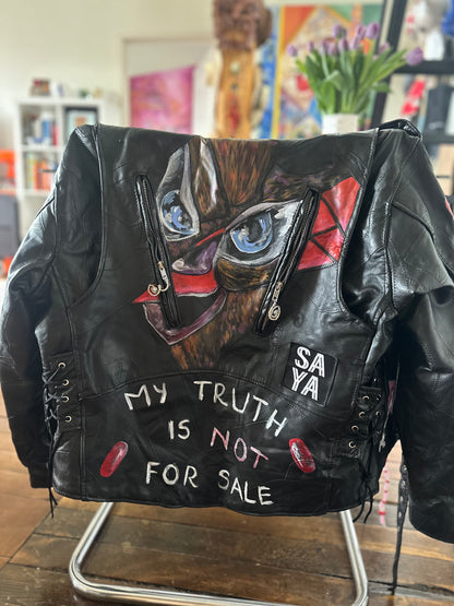 Hand-Painted Leather Jacket – Oversized Fit – Unisex – Abstract Art Design – One of a Kind